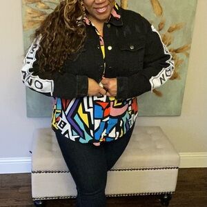 Fashion Tour Crop Denim Jacket Plus Size